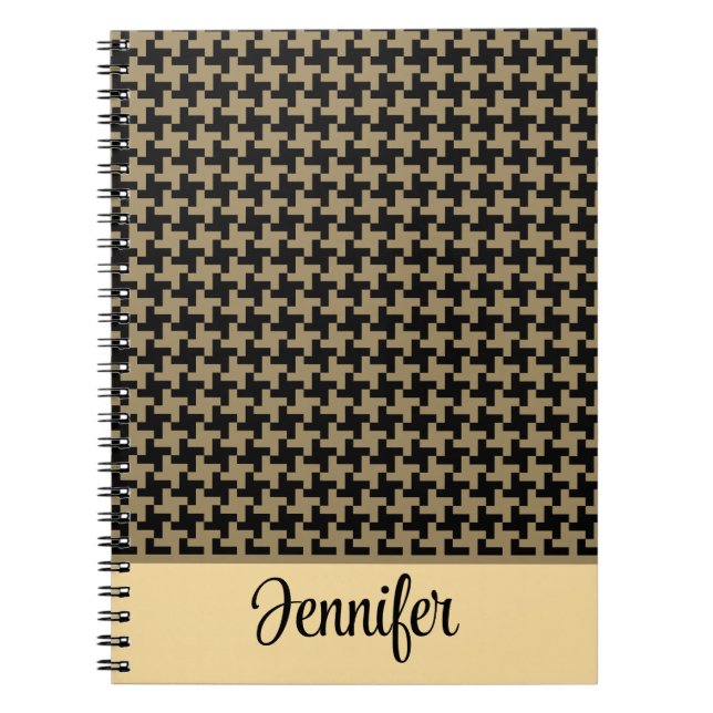 Gold Brown Nailhead Pattern Personalised  Notebook (Front)