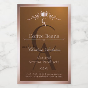 Gold Brown Product Label Rosegold Frame Monogram