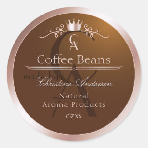 Gold Brown Product Label Rosegold Frame Monogram