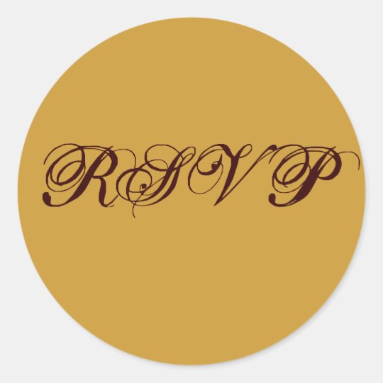 Gold Brown RSVP Wedding Sticker