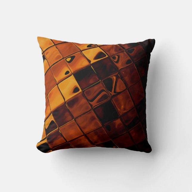 Gold brown tile abstract cushion (Front)