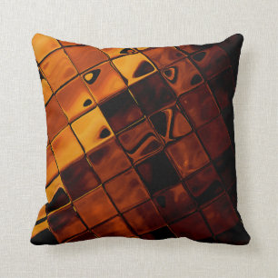 Gold brown tile abstract cushion