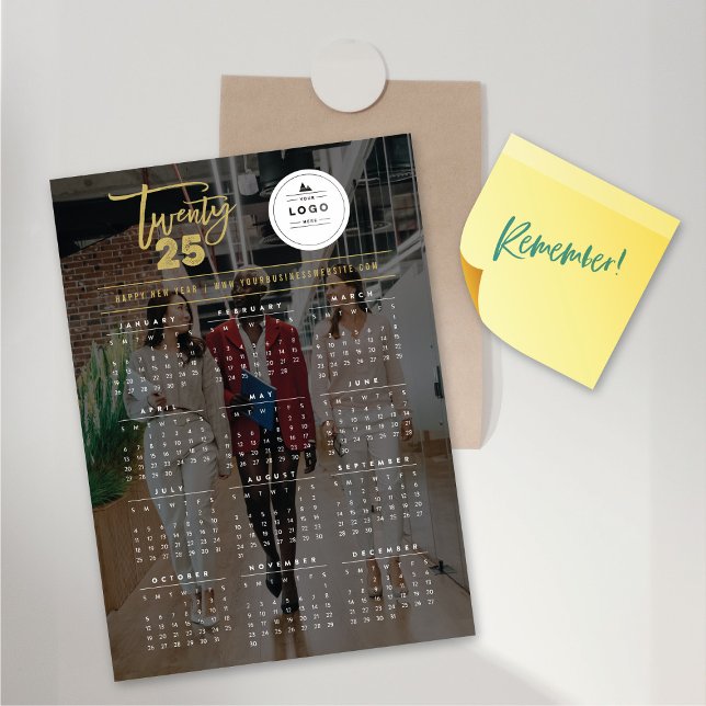 Gold Brush 2025 Calendar Photo Magnetic Card (Gold Brush Script 2025 Calendar Photo Magnetic Card @ fat_fa_tin)