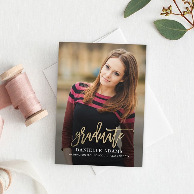 Gold Brush EDITABLE COLOR Graduation Announcement (Creator Uploaded)