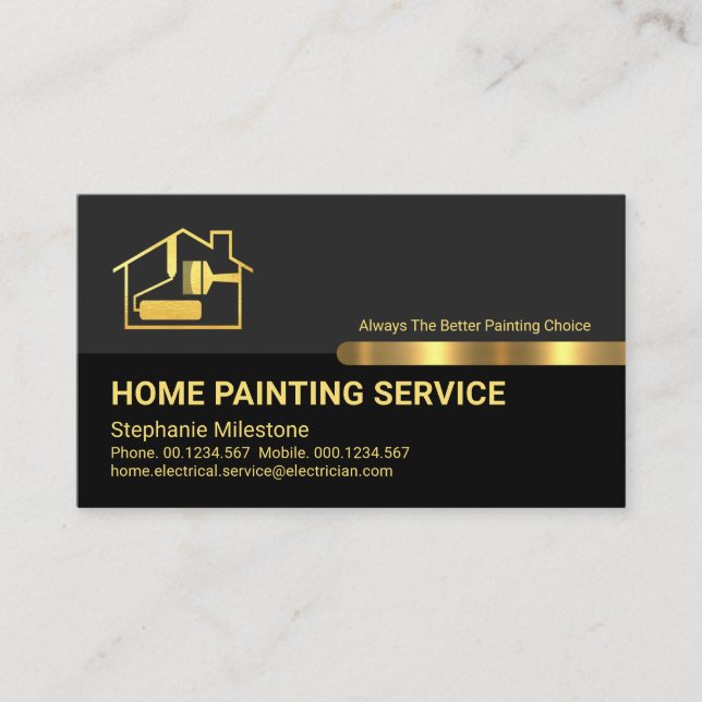 Gold Brush Grey Black Layer Gold Tab Business Card (Front)