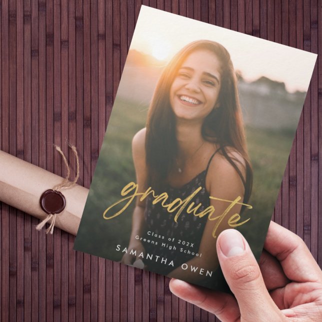 gold brush High School Graduate Photo Announcement (Creator Uploaded)