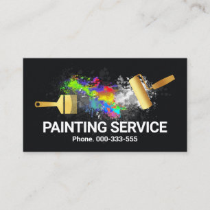 Gold Brush Paint Splatter Wall Business Card