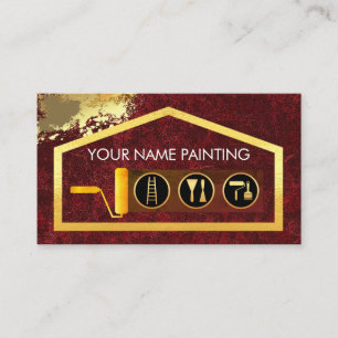Gold Brush Painting Home Paint Splatter Business Card