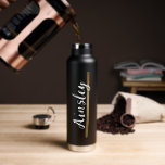 Gold Brush stroke Handlettering Name Script Custom Water Bottle<br><div class="desc">Add a touch of elegance and personalisation to your hydration routine with this Gold Brush Stroke Handlettering Name Script Custom Water Bottle. Designed to be customised, this water bottle features a printed gold brush stroke that beautifully underlines the name of your choice. Make a statement with this sleek black water...</div>