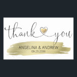 Gold Brush Stroke Thank You Wedding Rectangular Sticker<br><div class="desc">Modern yet elegant faux gold brush stroke wedding thank you stickers / seals/ labels.  Personalise them by adding names   date (option).  Perfect to add to guest favour gifts or envelopes.</div>