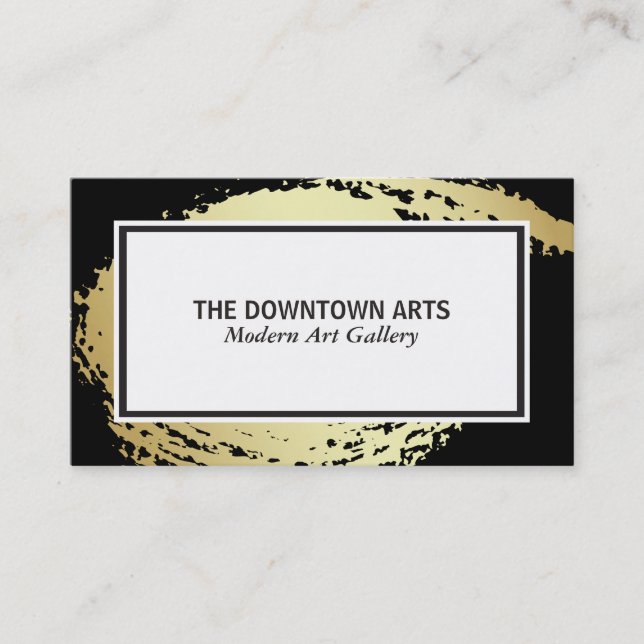 Gold Brushed Black Border Business Card (Front)