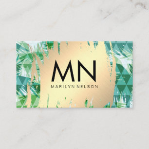 Gold Brushed   Geometric Palm Background Business Card