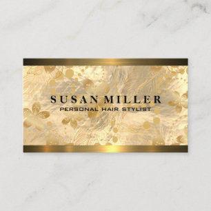 Gold Brushed Gold Flower Leaves   Metallic Business Card