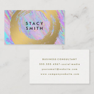 Gold Brushed   Holographic Liquid Business Card