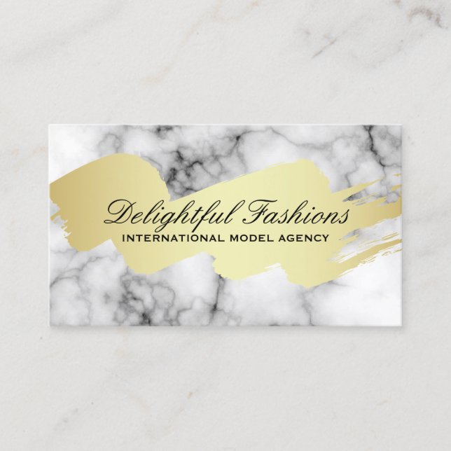 Gold Brushed Lux Marble Business Card (Front)