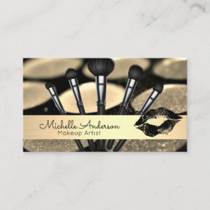 Gold Brushed Makeup Brushes Kiss Business Card