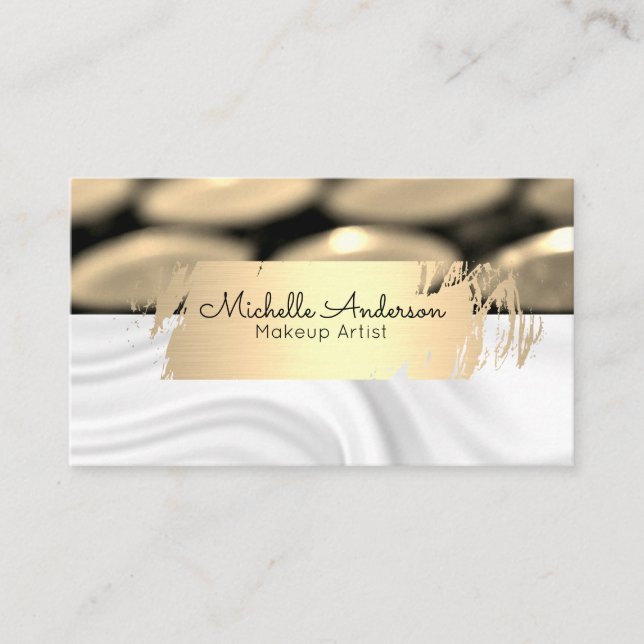 Gold Brushed | Makeup Palette | Silk Drapery Business Card (Front)