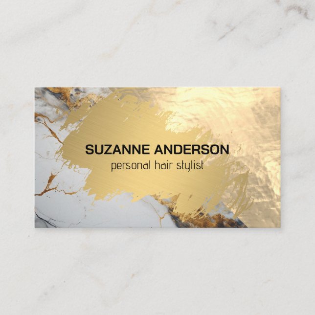 Gold Brushed Marble Background Business Card (Front)