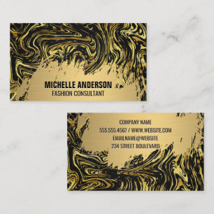 Gold Brushed Marble Warped Texture Business Card