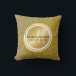 Gold Brushed Metal Glitter Monogram Name  Cushion<br><div class="desc">Gold Brushed Metal Glitter Monogram Name</div>