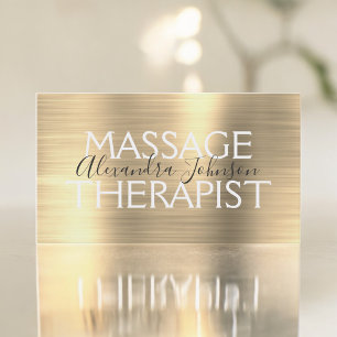 Gold Brushed Metal Massage Therapist Business Card
