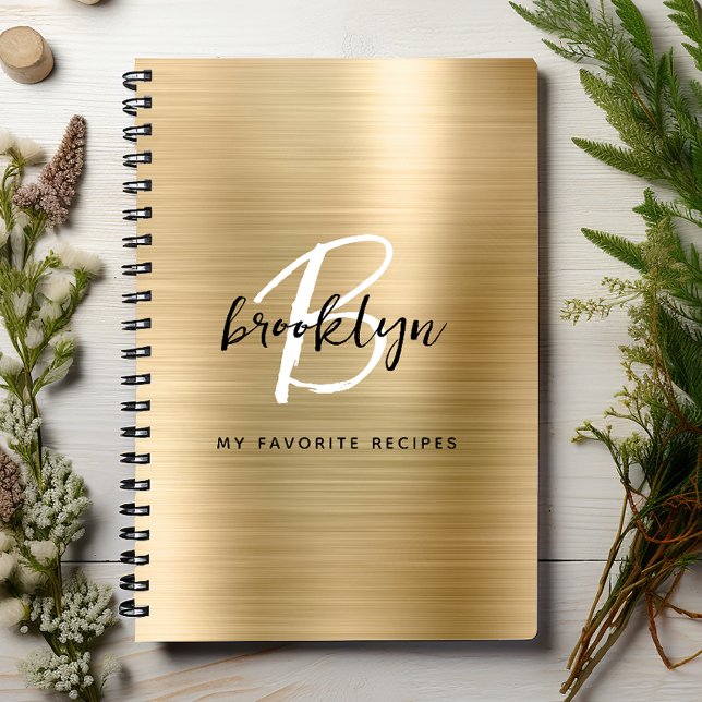 Gold Brushed Metal Monogram Recipe Book (Creator Uploaded)