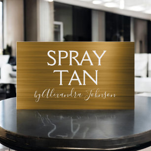 Gold Brushed Metal Spray Tan Business Card