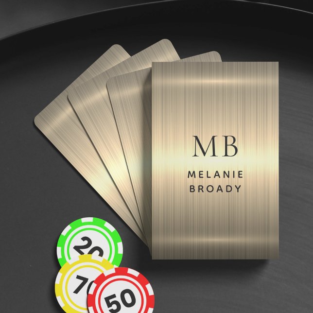 Gold Brushed Metallic Personalised Black Monogram Playing Cards (Creator Uploaded)