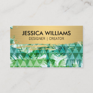 Gold Brushed   Palm Tree Geometric Business Card