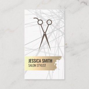Gold Brushed Salon Shears Business Card