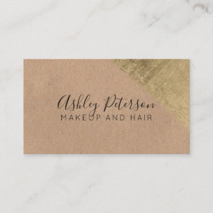 Gold brushstroke kraft hair makeup typography business card
