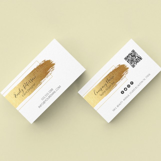 Gold brushstroke modern design business card (Creator Uploaded)