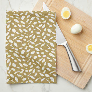 Gold Brushstroke Pattern Tea Towel