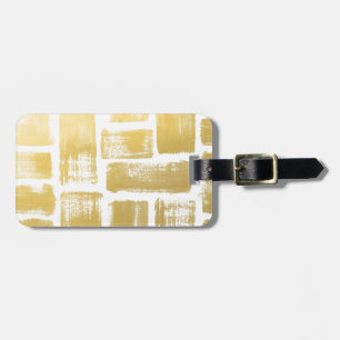Gold Brushstroke Watercolor Stripes Luggage Tag