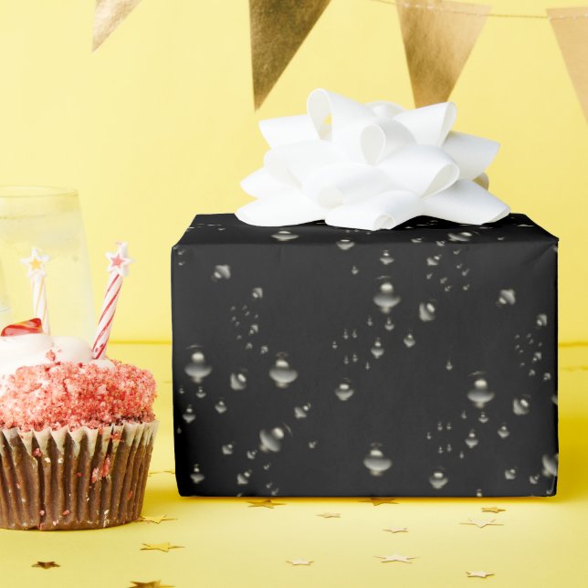 Gold Bubbles on Black Wrapping Paper (Birthday Party)