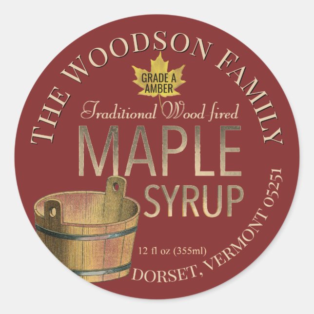Gold Bucket Wood-fired Maple Syrup Label (Front)