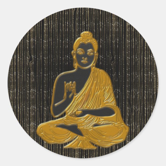 gold Buddha Classic Round Sticker (Front)