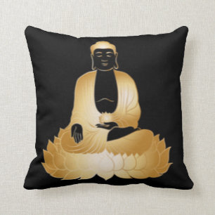 Gold Buddha & Lotus Flower Cushion