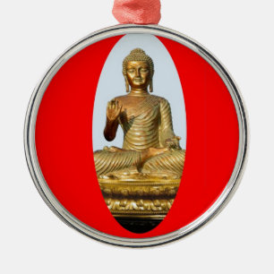 Gold Buddha & Sacred Red by SHARLES Metal Ornament