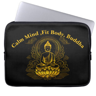 Gold Buddha Sitting in Lotus Pose Laptop Sleeve