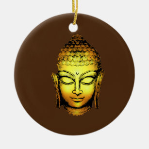 Gold Buddha Spiritual Yoga Head  Ceramic Ornament