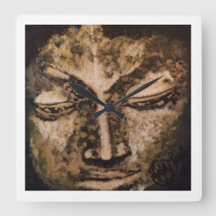 Gold Buddha Square Wall Clock
