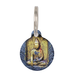 Gold Buddha Statue Buddhist Art Custom Pet Info Tag