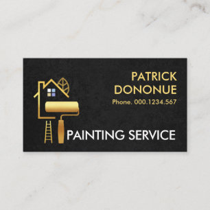 Gold Building Brush On Black Grunge Texture Business Card