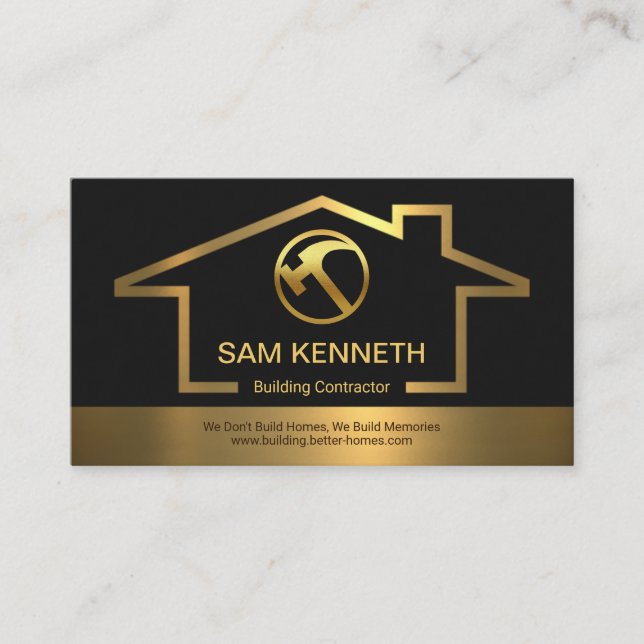 Gold Building Frame Handyman Construction Builder Business Card (Front)