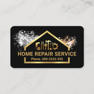 Gold Building Handyman Tools Business Card