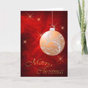 Gold Bulb Stars Christmas Holiday Card