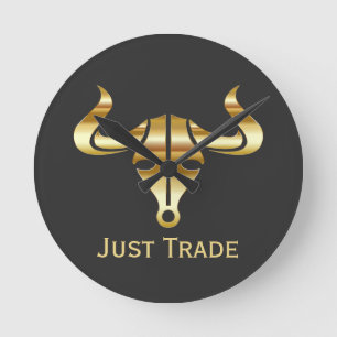 Gold Bull Just Trade Round Clock