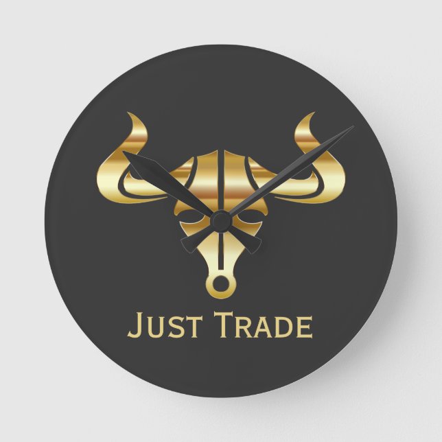 Gold Bull Just Trade Round Clock (Front)