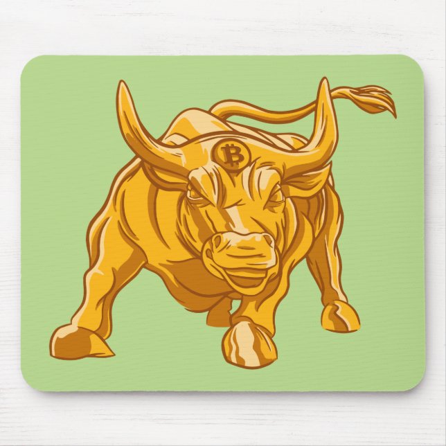 Gold Bull with Bitcoin Logo  Mouse Pad (Front)